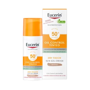 EUCERIN Crema solar facial con textura gel, tono medio y FPS 50+ (muy alto) EUCERIN Oil control tinted 50 ml.
