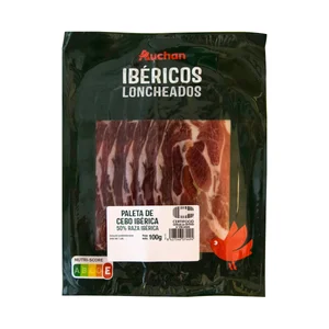 AUCHAN Paleta de cebo ibérica (50% raza ibérica), cortada en lonchas 100 g. Producto Alcampo