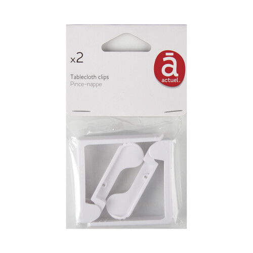 Pack de 2 pinzas transparentes para mantel PRODUCTO ALCAMPO pack de 2 unidades.