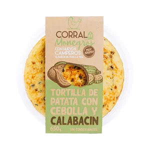 CORRAL DE MONEGROS Tortilla fresca de patatas con cebolla y calabacín CORRAL DE MONEGROS 650 g.