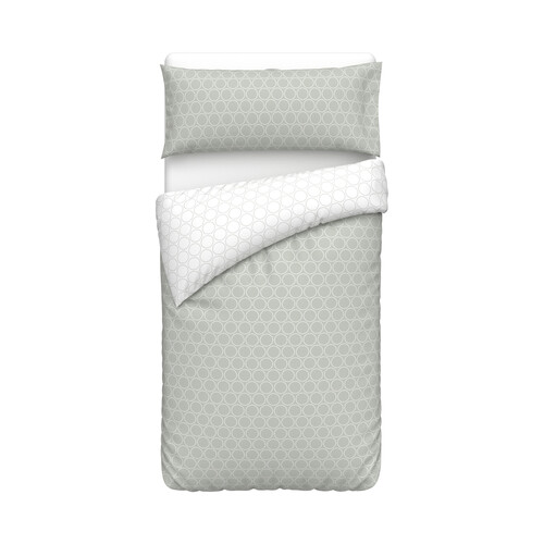 Juego de funda nórdica y funda de almohada 100% poliéster color gris estamapado, 105cm. ESSENTIAL.
