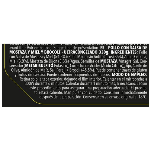 PROZIS Diet Pollo con miel, mostaza y brócoli 330 g.