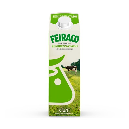 FEIRACO Leche de vaca semidesnatada y de origen 100% gallega 1l.