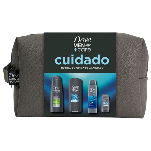 DOVE Men + care Neceser con productos para la higiene masculina.