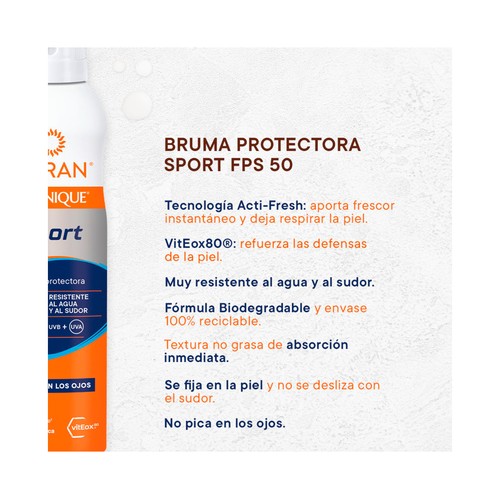 ECRAN Sunnique sprot Protector solar en bruma con FPS 50 (muy alto) 250 ml.