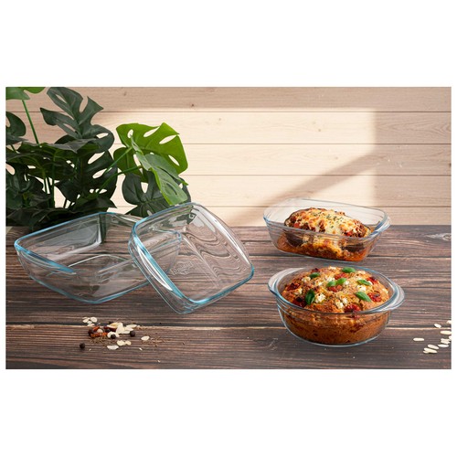 Fuente de borosilicato cuadrada, 25x22x7 cm, 2.2 litros, OCUISINE AIRFRYER