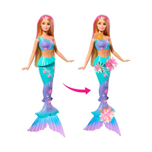 BARBIE Sirena Mágica Floreciente Muñeca Rubia +3 Años