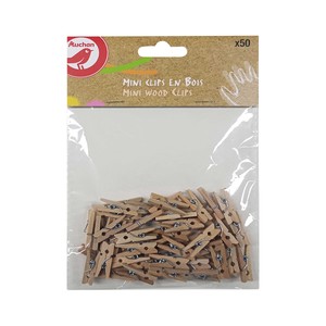 Imagen de 50 Mini Clips Pinzas Madera Natural ALCAMPO
