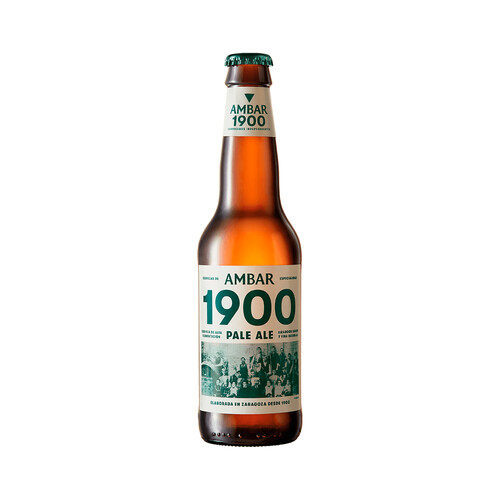 Cerveza rubia Pale Ale AMBAR 1900 botella de 33 centilitros