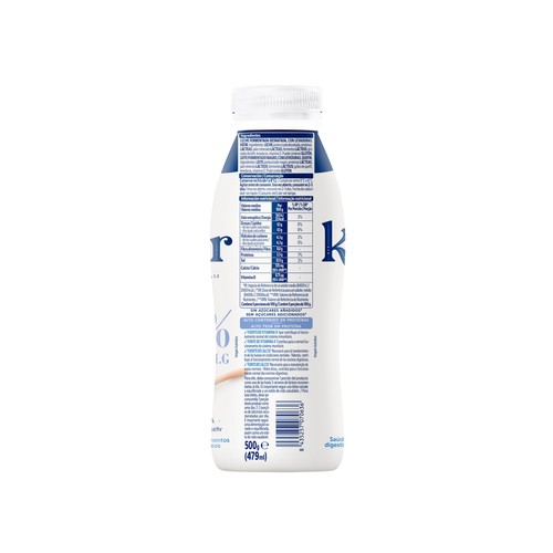 NESTLÉ kefir líquido natural desnatado sin azúcar añadido 499 ml.