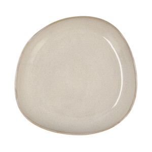 Plato hondo irregular fabricado en gres, 20,5x19,5 cm, color blanco, Ikonik BIDASOA.