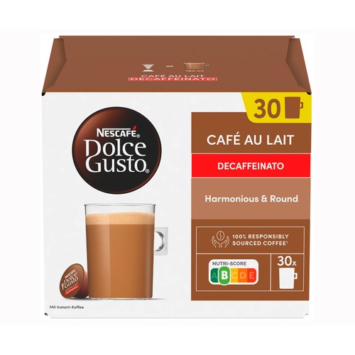 DOLCE GUSTO Café cápsulas con leche descafeinado 30 uds. 300 g.