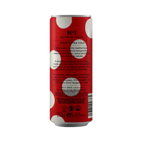 LOLEA Sangría tradicional de vino tinto con zumo de cítricos y un toque de canela LOLEA Nº 1 lata de 33 cl.