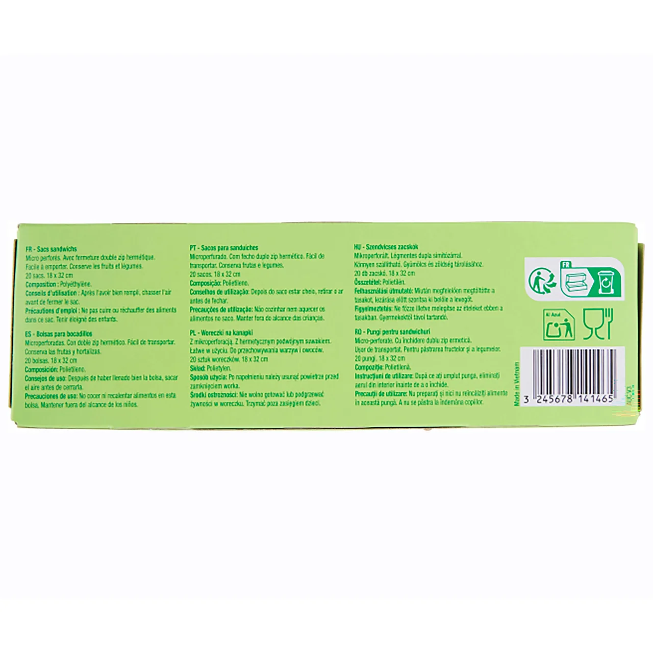 PRODUCTO ALCAMPO Bolsas para bocadillos con zip 18 x 32 cm PRODUCTO ALCAMPO 20 uds.