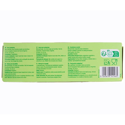 PRODUCTO ALCAMPO Bolsas para bocadillos con zip 18 x 32 cm PRODUCTO ALCAMPO 20 uds.