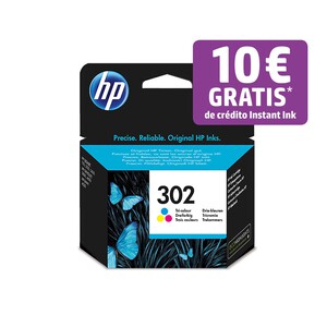 Cartucho de tinta original HP 302 F6U65AE, tricolor.