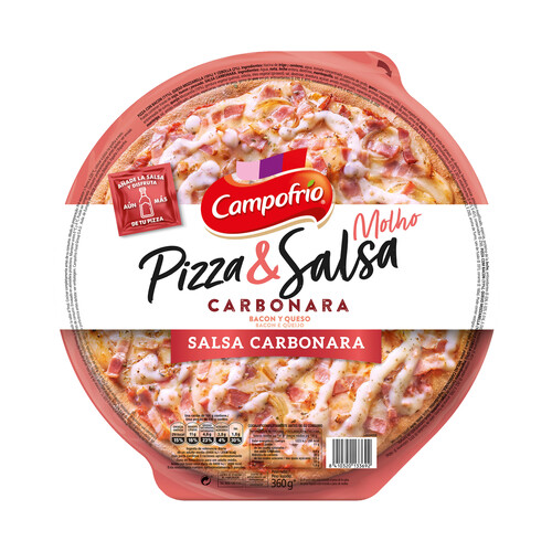 CAMPOFRÍO Pizza de bacon y cebolla con salsa carbonara CAMPOFRÍO 360 g.