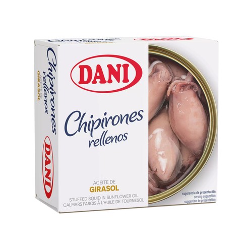 DANI Chipirones rellenos en aceite vegetal lata de 96 g.