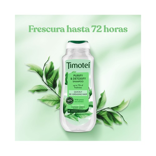 TIMOTEI Champú purificante y detox, con coco y sin siliconas, para cabellos grasos 300 ml.