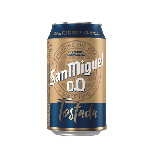 SAN MIGUEL Cerveza tostada sin alcohol (0,0% Vol.) lata de 33 cl.