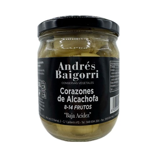 BAIGORRI Corazones de alcachofa 8/14 frutos, baja acidez 250g