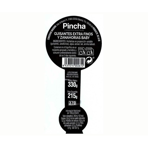 PINCHA Guisante con zanahoria baby 215 g.