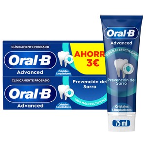 ORAL-B Advanced cristales limpiadores Pasta de dientes para el control del sarro, sabor hierbabuena 2 x 75 ml.