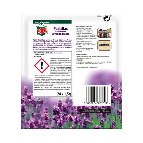 POLIL Antipolillas en pastilla perfumadas lavanda 24 uds. x 1,5 g.