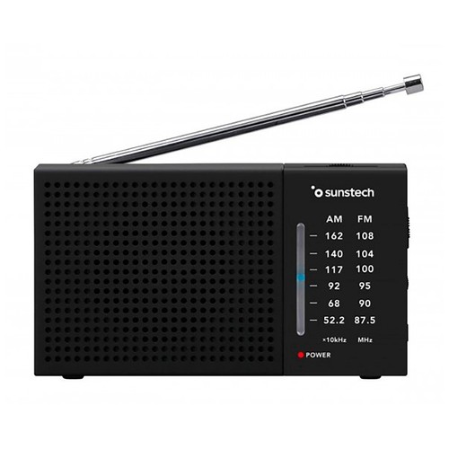 Radio portátil analógica SUNSTECH RPS412BK, control de volumen, conector 3,5mm