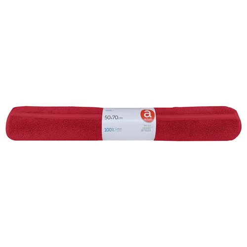 Alfombra de rizo para baño 50x70cm, color rojo, 1000g/m² de densidad ACTUEL.