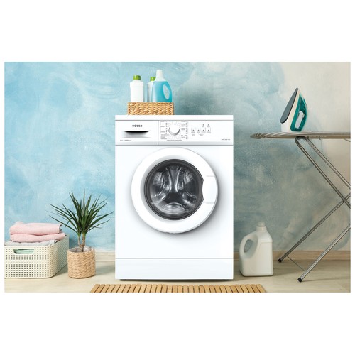 Lavadora EDESA EWF-6000 WH 6KG, clasificación energética: D, 1000RPM, H: 84,5 cm, A: 59,5cm, F: 40cm.