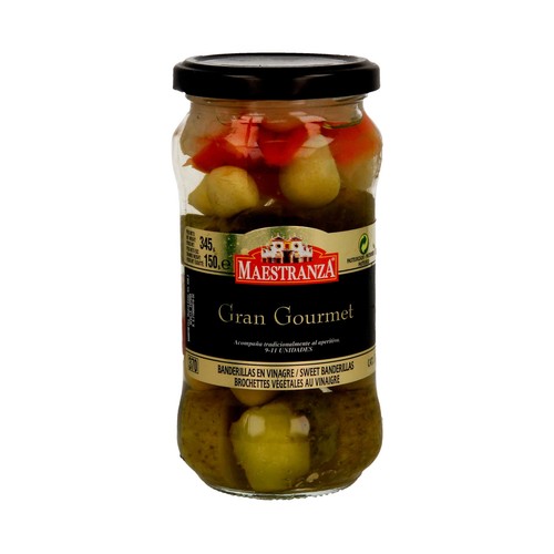 MAESTRANZA Banderillas dulces en vinagre Gran gourmet frasco de 150 g.