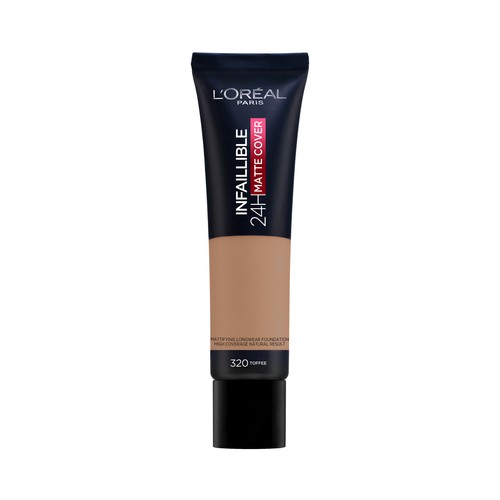 L"ORÉAL PARIS Infaillible matte cover 24h Tono 320 Tofee Base de maquillaje de textura fundente y acabado mate.