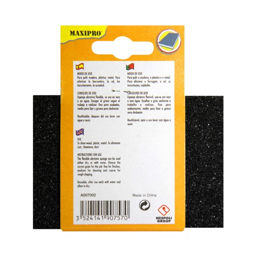 Taco de lija flexible con grano medio y grueso MAXIPRO.
