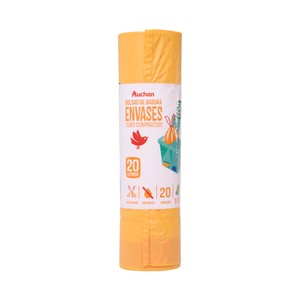 PRODUCTO ALCAMPO Bolsas de basura amarilla, con autocierre especial envases capacidad 20 litros 45 x 55 cm 20 uds.