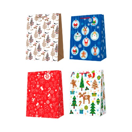 Bolsa de regalo tamaño S modelos surtidos Navidad, AUCHAN