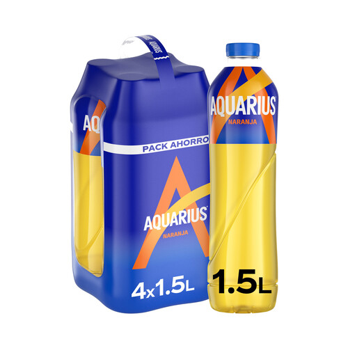 AQUARIUS Bebida isotónica con sabor a naranja pack 4 uds. de 1,5 l.