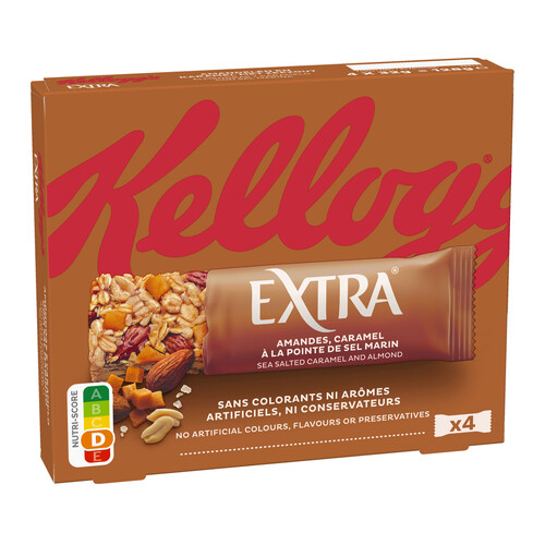 KELLOGG'S Barritas de cereales con caramelo y almendras KELLOGG´S 4 uds. 128 g.