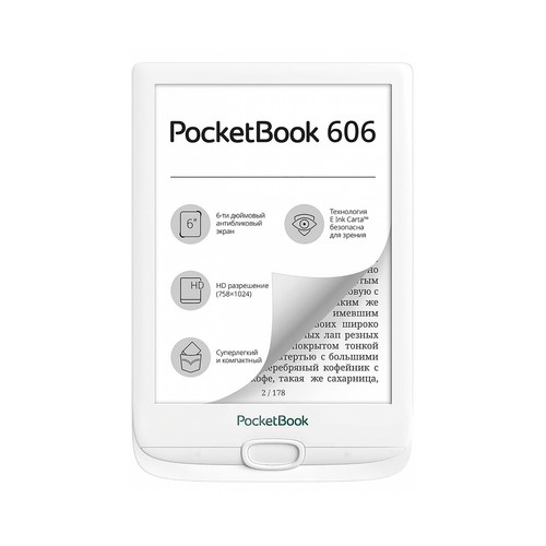 Libro electrónico 15,25 cm (6") POCKETBOOK PB606 Basic 4, color blanco.