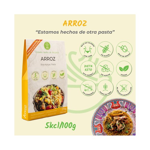 THE KONJAC SHOP Arroz de konjac, que ayuda a adelgazar, listo para comer 270 g.