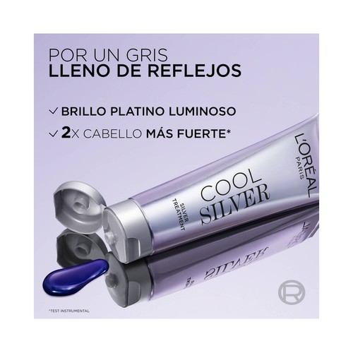 L´ORÉAL PARIS Cool silver tono blanco puro Tratamiento matizador gris platino.