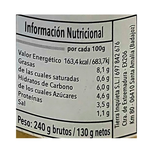 TIERRA INQUIETA Hummus de garbanzos ecológicos con AOVE 130 g.