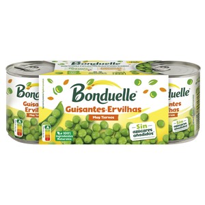 BONDUELLE Guisantes al natural muy finos pack 3 uds. 140 g