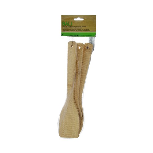 Utensilios para la cocina fabricados en madera de Bambú BALI pack de 5  unidades.