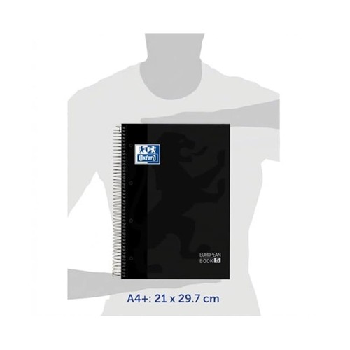 Cuaderno A4 Cuadrícula 5x5 Europeanbook 150 hojas tapa extradura, 5 bolsas separadoras, modelos surtidos. OXFORD
