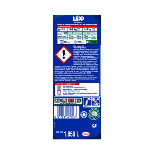 WIPP EXPRESS Detergente en gel Azul para ropa 35 ds.