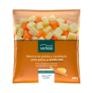 VERLEAL Mezcla de patata y zanahoria congeladas, listo para cocinar 400 g.