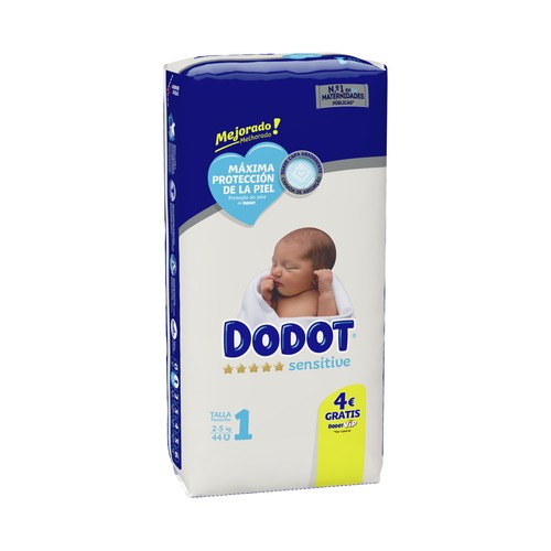 DODOT Sensitive Pañales talla 1 (2-5 kg) 44 uds.