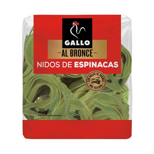 GALLO Al bronce Pasta fettuccine de espinacas (nidos) 450 g.
