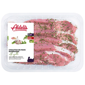 Imagen de Bandeja de chuletas de pavo marianadas al ajillo ALDELÍS